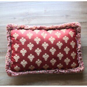 RARE Burgundy Wine and Gold Damask Lumbar Pillow Passamaneria Toscana From Italy